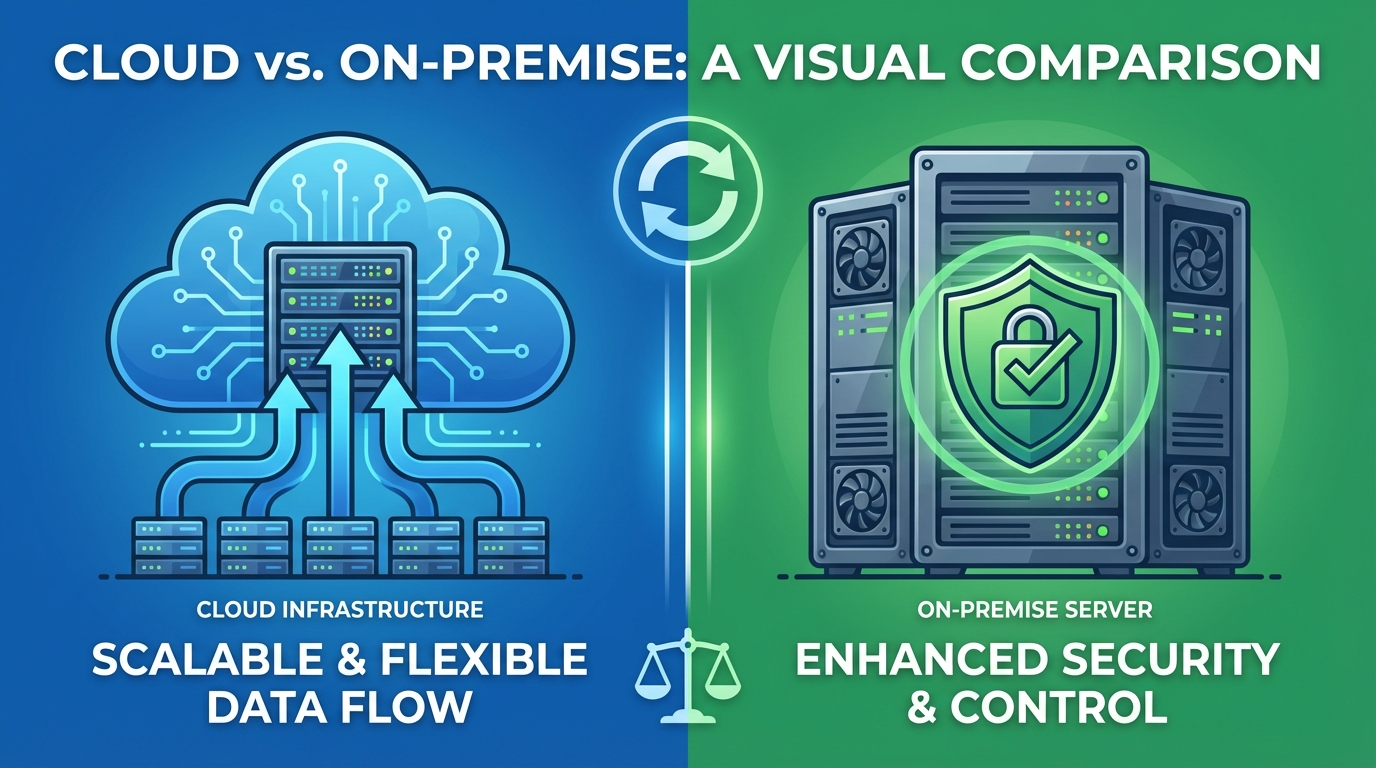 클라우드 AI vs 설치형 AI 비교 인포그래픽 - 원플랜마케팅