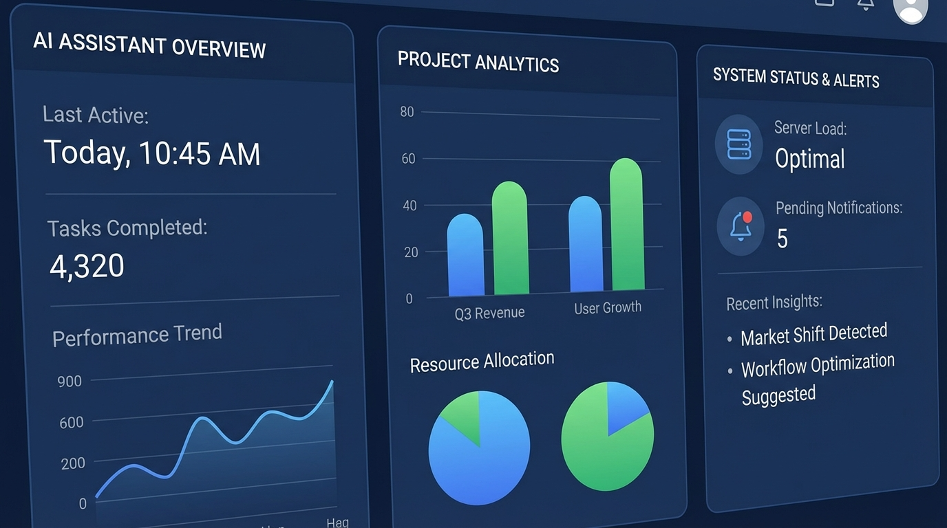 오픈클로 AI 어시스턴트 인터페이스 대시보드 - 원플랜마케팅