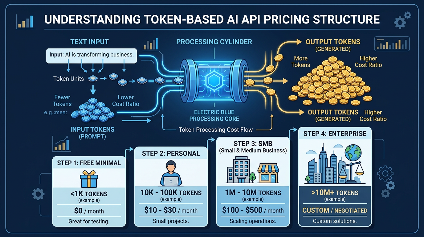 오픈클로 API 토큰 기반 과금 구조 개념 인포그래픽 — 사용량별 비용 설계 방법