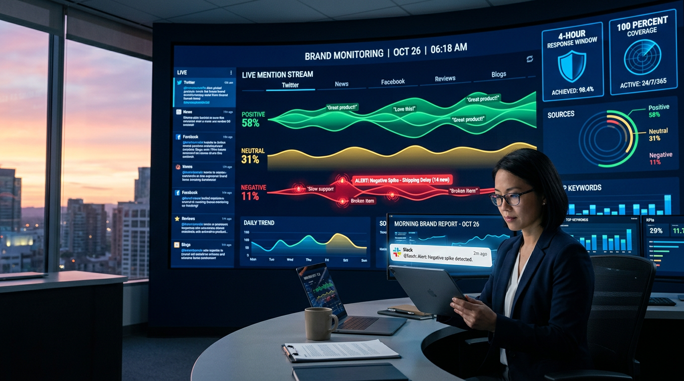 오픈클로 브랜드 모니터링 자동화 썸네일 — 매일 아침 자동 리포트
