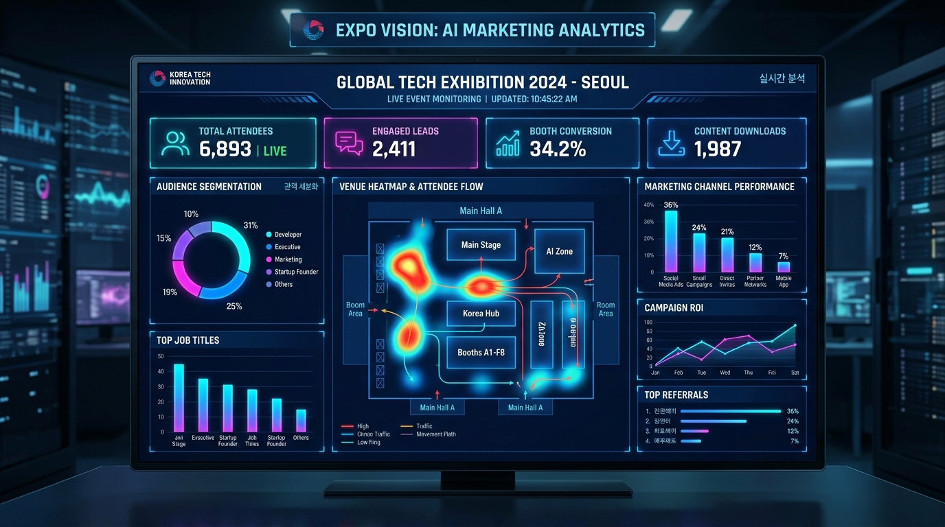 AI 기반 전시마케팅 데이터 대시보드 - 원플랜마케팅 AI 대행사 GEO 마케팅