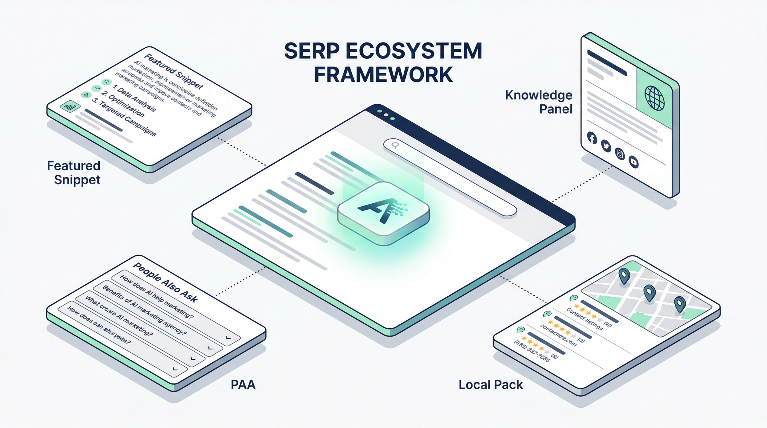 제로클릭 SEO 브랜드 노출 통합 전략 구조도 - 원플랜마케팅