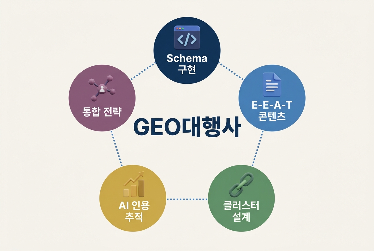 GEO대행사가 필요한 브랜드 유형 4가지 인포그래픽 원플랜마케팅