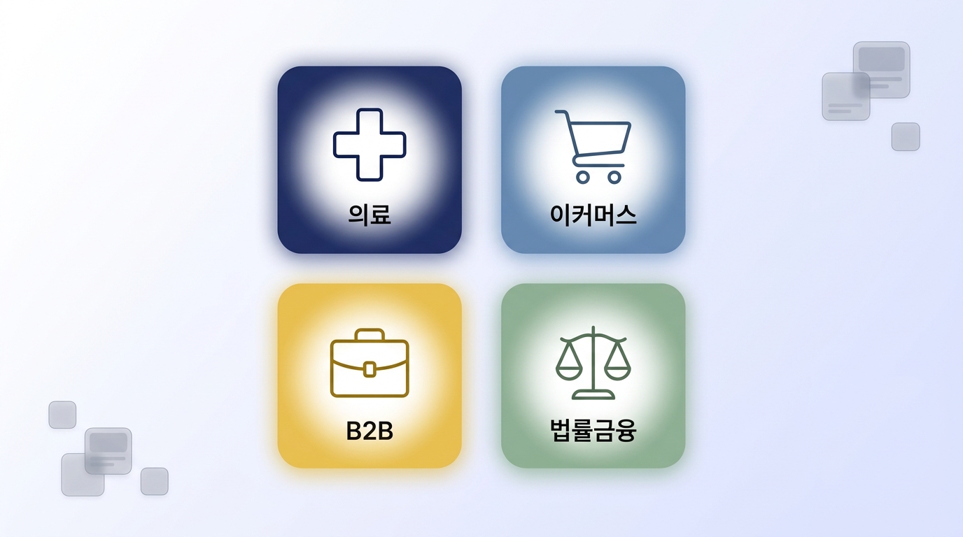 GEO대행사 추천 업종별 AI 검색 질문 패턴 차이 인포그래픽 원플랜마케팅