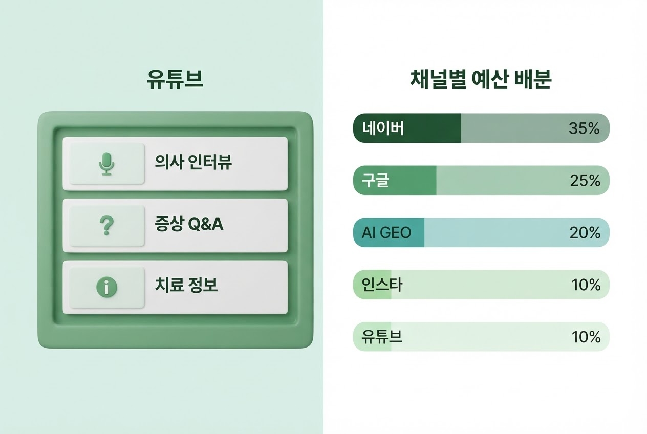 병원 마케팅 채널 5가지 유튜브 의료정보 콘텐츠 통합 운영 전략 인포그래픽 원플랜마케팅