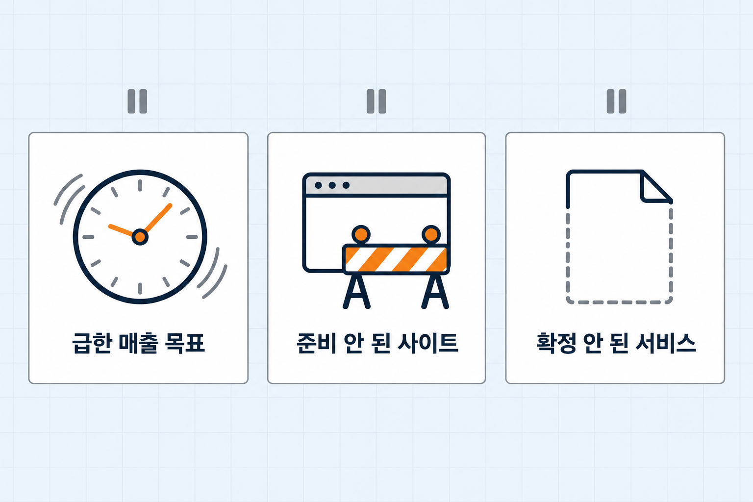 GEO가 잘 맞는 설명이 필요한 상품과 어려운 보고 바로 고르는 상품을 말풍선 개수와 체크 마이너스 표시로 좌우 나란히 대비한 깔끔한 고딕 스타일 플랫 인포그래픽 원플랜마케팅 제작